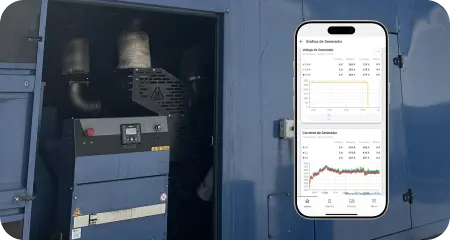 SENTIENT time-series charts showing generator voltage and current trends over time