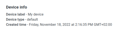 Device information from the SENTIENT server.