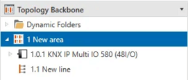 After device installation, drag and drop it to the sidebar above "1 New area". Device added.