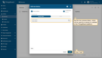 Leave the credential type as "Access token". Set the new access token, which will be used by a sensor to validate in the SENTIENT platform. Note that the token must be unique for each sensor. Configuration of the token is optional. Click "Add" button to confirm adding new device;