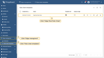 Log in to your SENTIENT instance. Open the "Rule chain templates" page. Navigate to "Edge management" and select "Rule chain templates". Finally, click on "Edge Root Rule Chain".
