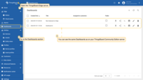To verify that the Dashboards are available, log in to your <b>Edge</b> instance and go to the <b>Dashboards</b> section.