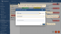 On the <b>Rule Chain</b> edit page, in the Node search bar find the <b>"push to edge"</b> node. It pushes messages from Cloud to Edge. Once message arrives to this node it will be converted into Edge event and saved to the local database. Drag and drop the node onto the <b>Rule Chain sheet</b>. Then, in the <b>"Add rule node"</b> pop-up window enter the node title and select the <b>"Server attributes"</b> option in the <b>"Entity attributes scope"</b> field. Click the <b>"Add"</b> button to proceed.