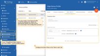 Log in to the <b>SENTIENT Edge</b> and go to the <b>Profiles > Device profiles</b> section to create or edit the <b>Device profile</b>. Select the appropriate <b>Default rule chain</b>. Set the <b>Alarm Rule</b>.