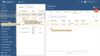 To verify that the notification is propagated to the <b>Cloud</b>, log in to the <b>SENTIENT Cloud (Server)</b> and go to the <b>Entities > Devices</b> section, open the <b>"device details"</b> page and select the <b>“Alarm”</b> tab.