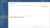 To create the OTA updates package on your SENTIENT server, navigate to the Advanced features > OTA updates section and click the "+" icon.
