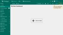 After creating the dashboard, it will open automatically, and you can immediately start adding widgets to it. To save the dashboard, click <b>Save</b> button in the upper right corner.