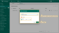 Select the customer you want to share the dashboard with and set the permission level. In this case, choose "Read", then click "Share".