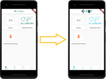 You should see your logo image on the top bar of the home screen. Buttons and icons should be colored according to the selected color palette.