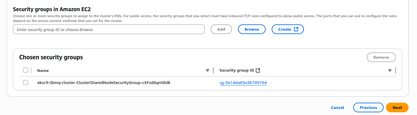 AWS MSK - choose "eksctl-st-rmqtt-cluster-ClusterSharedNodeSecurityGroup-" security group
