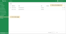 Find the user in the Users table and click on the Delete button.