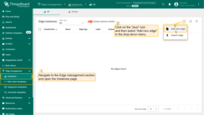 Sign in to your SENTIENT Professional Edition instance and navigate to the Edge Management > Instances section. Click the "+" icon in the top right corner and select the "Add new edge" option.