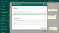 Click the <b>"+"</b> button, and fill in the fields in the pop-up window. For detailed instructions on how to configure a Scheduler event, see the  <a href="/docs/pe/user-guide/scheduler/#scheduler-event-dialog" target="_blank">Scheduler Event dialog documentation.</a>