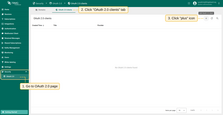 Navigate to the "OAuth 2.0 clients" tab on the "OAuth 2.0" page. Click the "plus" icon to add a new OAuth 2.0 client;