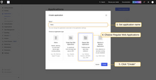 Name your application "ST-RMQTT", and choose the application type - "Regular Web Applications";
