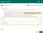 Fill in the Authentication settings.