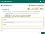 Set Authorization rules.