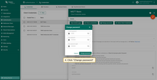 Input your current password and set a new one. Click the Change password button