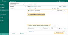 Set topic name as "st-rmqtt/mqtt-integration", and click "Send" to publish message.