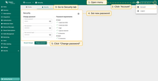 In your Account settings, you can change password to comply with the new password policy.