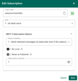 Subscription settings with MQTT 5 options.