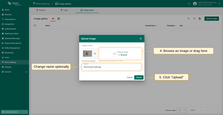 Select an image or simply drag it to the "Upload image" window and click "Upload";