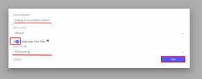Configure SENTIENT ANALYTICS views to enable fitlering by building