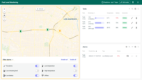 Provides location and status of tanks through colored markers that could be filtered upon specific statuses by switchers, each color representing a different status like normal, low battery, alarm conditions, etc.