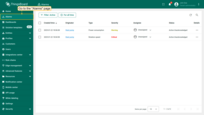 Switching to the "Alarms" tab will display all active alarms in the system, organized by the originating device, and their respective alarm types and severities.