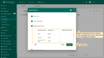 Map the data between the columns of the uploaded file and the data types in the SENTIENT platform. Click "Continue";