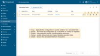 Each calculated field includes an action panel for managing the field.