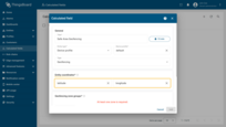 Specifies the input data for the calculation. You must map the timeseries keys from the incoming telemetry that represent the entity's GPS location.