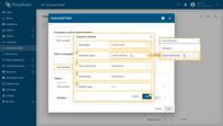 The data source will be the current entity to which the calculated field is applied.<br>Specify the argument type (2), time series key / attribute key (3), output key (4), and default value (5), then click Add (6).