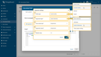 The data source will be the current entity (3) to which the calculated field is applied.<br>Specify the argument type (4), time series key / attribute key (5), output key (6), and default value (7), then click Add (8).