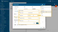 Click the Add metric button (1) and fill in the required fields:<br>- Metric name (2): output telemetry key name (e.g., tempAvg, tempMax)<br>- Aggregation (3): Average / Min / Max / Sum / Count<br>- Argument name (4): the argument whose value is being aggregated.<br>- Default value (5): used if the interval contains no data<br>Then click Add (6).