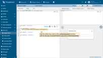 Add the following code to the "onDataUpdate" function: "self.ctx.$scoce.exampleTableComponent.onDataUpdated();"
