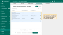 Add the keys along with their corresponding values in English and the selected language (in our case German).