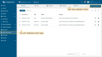 Click the "<b>Send notification</b>" button in the top-right corner to open the new notification wizard.