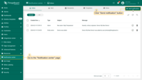 Click the "<b>Send notification</b>" button in the top-right corner to open the new notification wizard.