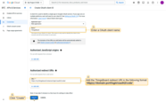 Enter a OAuth client name, and add the SENTIENT redirect URI, to the "Authorized Redirect URIs" section. Then, click "Create";