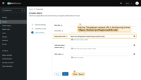 In the "Login settings" section, add the SENTIENT redirect URI to the "Authorized Redirect URIs" section. Then, click "Save";
