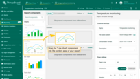 - Go to the "<b>Templates</b>" tab on the "<b>Reporting</b>" page. Either select an existing <b>report template</b> or create a new one.<br>- Drag the <b>Line chart</b> component into the content area of your report.