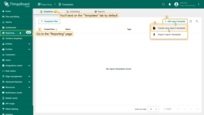 Go to the "<b>Reporting</b>" page from the left-hand menu — you'll land on the "<b>Templates</b>" tab by default. Click the "<b>+ Add report template</b>" button in the top-right corner and select "<b>Create new report template</b>".