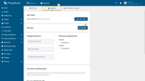 Navigate to the <b>Security</b> tab. In the <b>API keys</b> section, click the <b>Manage</b> button.