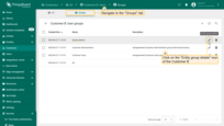 Navigate to the "<b>Groups</b>" tab. Then click on the "<b>Entity group details</b>" icon opposite the "<b>Device Admins</b>" user group;