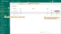 Go to the "<b>Devices</b>" page and navigate to the "<b>Groups</b>" tab. Then click on the "<b>Entity group details</b>" icon opposite the devices group to which you want to add the group role.