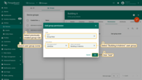 Specify the created role, user group owner, and select the user group to which you are granting access to the device group "<b>Building A</b>". Click "<b>Add</b>".