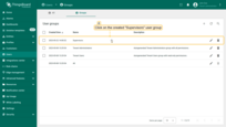 The "Supervisors" user group is created. Click on it.