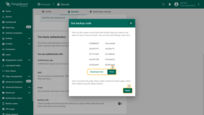 Download or print the generated backup codes (2) and store them securely. Click "Done" (3).