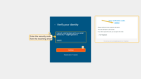 After that, the user must enter the security code from the incoming email in their mailbox (2), and click "Continue" (3).